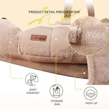 Fvkind Human Dog Bed for Adult, 73"x56"x12" Washable Orthopedic Human Size Dog Bed, Faux Fur Removable Adult Dog Bed for Humans Doze Off, Cozy Large Human Dog Bed Present Blanket and Pillow, Khaki