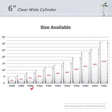 WGV Quality Thick Cylinder Vase, Width 6", Height 8", Clear Glass Container Terrarium Candle Holder for Wedding Centerpiece, Event, Home Decor, 1 Piece