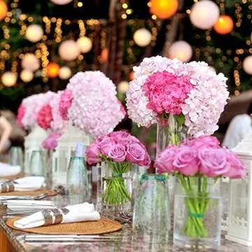 WGV Quality Thick Cylinder Vase, Width 6", Height 8", Clear Glass Container Terrarium Candle Holder for Wedding Centerpiece, Event, Home Decor, 1 Piece