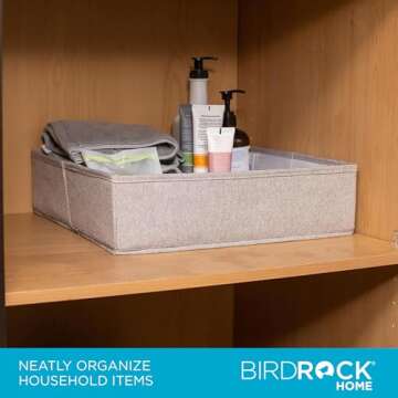 Internet's Best Small Collapsible Under the Bed Storage Bin - Small Square - 14.5 x 14.5 - Short Closet Shelf Open Storage - Rigid Frame Canvas Container