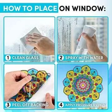 Hula Home Stained Glass Mandala Art Kit - DIY Window Clings with Markers, 10 Suncatchers - Perfect Hobby for Adults, Kids, Teens & Seniors - Ideal Gift for Beginners, Women & Elderly