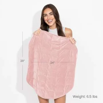 nodpod Body 6.5lb Compact Weighted Blanket I Perfect for Relaxation, Lounging, Napping, Sleeping & Travel I Glass Bead Filled, Machine Washable I Blush Pink I (29" x 24")