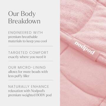 nodpod Body 6.5lb Compact Weighted Blanket I Perfect for Relaxation, Lounging, Napping, Sleeping & Travel I Glass Bead Filled, Machine Washable I Blush Pink I (29" x 24")