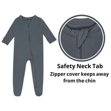 GUISBY Newborn Footie Pajamas,Soft Long Sleeve Sleepers Baby girl Rayon Sliver grey
