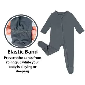 GUISBY Newborn Footie Pajamas,Soft Long Sleeve Sleepers Baby girl Rayon Sliver grey