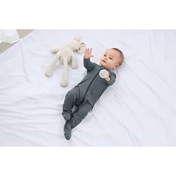 GUISBY Newborn Footie Pajamas,Soft Long Sleeve Sleepers Baby girl Rayon Sliver grey