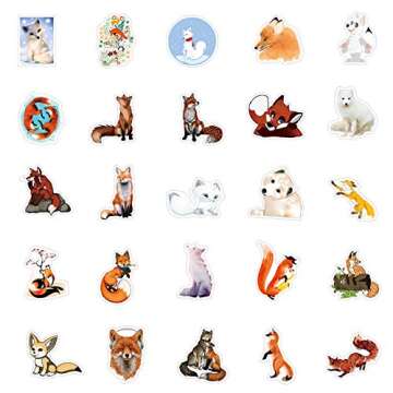 Fox Stickers| 50 PCS | Vinyl Waterproof Stickers for Laptop,Skateboard,Water Bottles,Computer,Phone,...