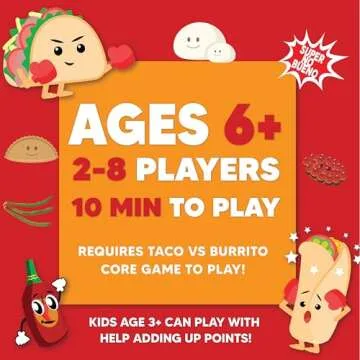 Taco vs Burrito Foodie Expansion Pack - Requires Core Game to Play - Card Game Created by a 7-Year-Old and Perfect for Families, Friends, Adults, Teens & Kids.