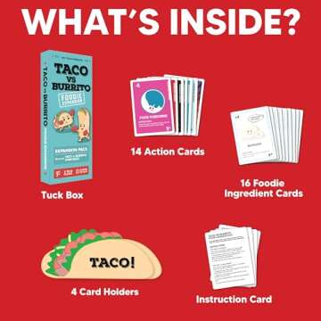 Taco vs Burrito Foodie Expansion Pack - Requires Core Game to Play - Card Game Created by a 7-Year-Old and Perfect for Families, Friends, Adults, Teens & Kids.