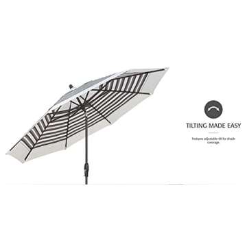 Treasure Garden 9’ Deluxe Auto-Tilt Market Umbrella | Sunbrella® Fade Resistant Fabric | Crank Tilt System | Large Octagon Canopy | Outdoor Patio, Deck, Pool, Backyard | Jockey Red | Bronze Frame