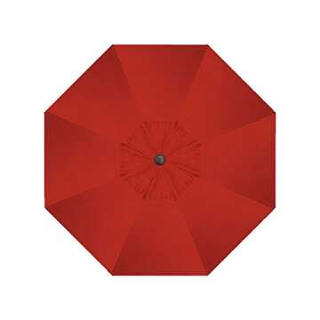 Treasure Garden 9’ Deluxe Auto-Tilt Market Umbrella | Sunbrella® Fade Resistant Fabric | Crank Tilt System | Large Octagon Canopy | Outdoor Patio, Deck, Pool, Backyard | Jockey Red | Bronze Frame