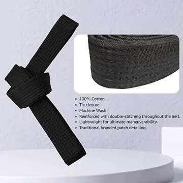 Hithop Long Black Belt for Karate Taekwondo Judo Training
