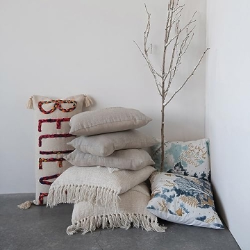 Creative Co-Op Holiday Throw Pillow Set with Tassels