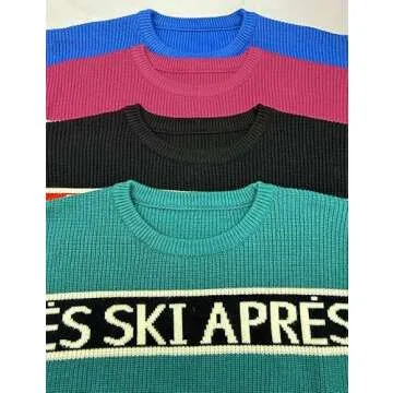 Women Sweaters Walf Checks Chunky Apres Ski Sweaters Stripe Sleeve Colorblock Casual Print Knitted Pullover Tops Khaki