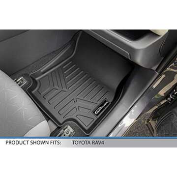 SMARTLINER All Weather Custom Fit Floor Mats 2 Row Liner Set Black Compatible with 2019-2022 Toyota Rav4 Hybrid