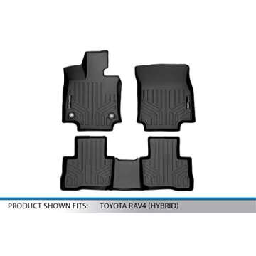 SMARTLINER All Weather Custom Fit Floor Mats 2 Row Liner Set Black Compatible with 2019-2022 Toyota Rav4 Hybrid