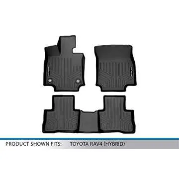 SMARTLINER All Weather Custom Fit Floor Mats 2 Row Liner Set Black Compatible with 2019-2022 Toyota Rav4 Hybrid