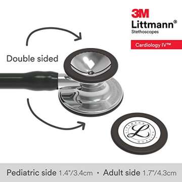 3M Littmann Cardiology IV Diagnostic Stethoscope, 6177, More Than 2X as Loud*, Weighs Less*, Stainless Steel Mirror-Finish Chestpiece and Stem, 27" Black Tube