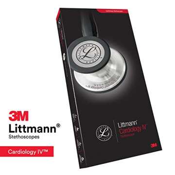 3M Littmann Cardiology IV Diagnostic Stethoscope, 6177, More Than 2X as Loud*, Weighs Less*, Stainless Steel Mirror-Finish Chestpiece and Stem, 27" Black Tube