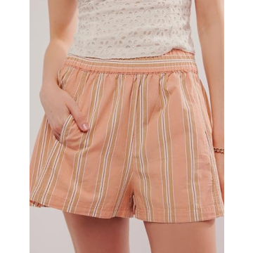 Tiko Miko Women's Summer Striped Casual Shorts High Waist