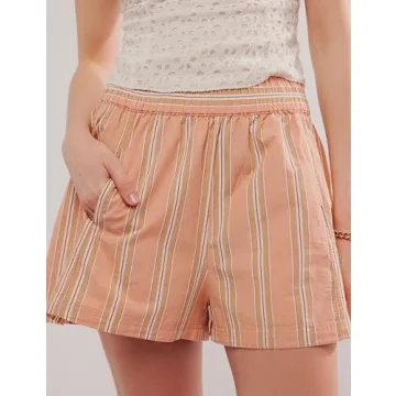 Tiko Miko Women's Summer Striped Casual Shorts High Waist
