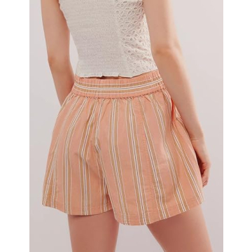 Tiko Miko Women's Summer Striped Casual Shorts High Waist