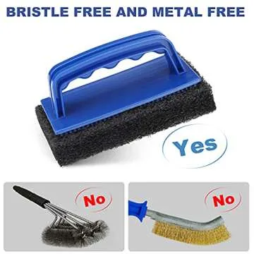 Blackstone Grill Cleaning Kit, Heavy Duty Griddle Scrubber Scouring Pad & Handle, Griddle Cleaning Brush for Charcoal, Gas Grills, Cast Iron Cookware, Oven, Grate, Stovetop