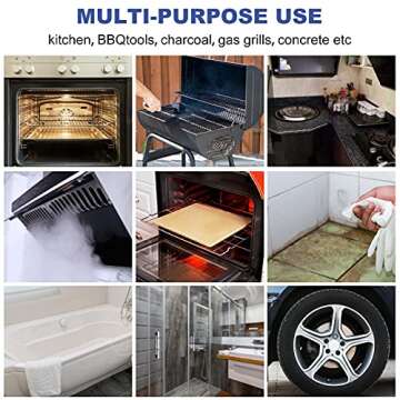 Blackstone Grill Cleaning Kit, Heavy Duty Griddle Scrubber Scouring Pad & Handle, Griddle Cleaning Brush for Charcoal, Gas Grills, Cast Iron Cookware, Oven, Grate, Stovetop