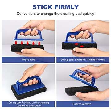 Blackstone Grill Cleaning Kit, Heavy Duty Griddle Scrubber Scouring Pad & Handle, Griddle Cleaning Brush for Charcoal, Gas Grills, Cast Iron Cookware, Oven, Grate, Stovetop