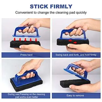 Blackstone Grill Cleaning Kit, Heavy Duty Griddle Scrubber Scouring Pad & Handle, Griddle Cleaning Brush for Charcoal, Gas Grills, Cast Iron Cookware, Oven, Grate, Stovetop