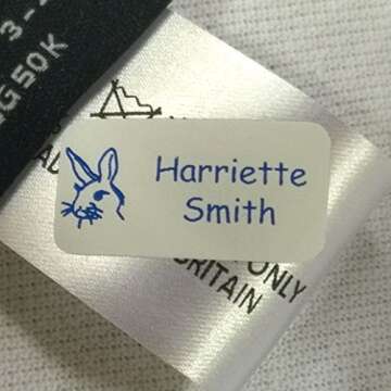 Stick 'n Wash No-Iron Self Adhesive Name Labels to go in Clothing or on Property (30 Labels)