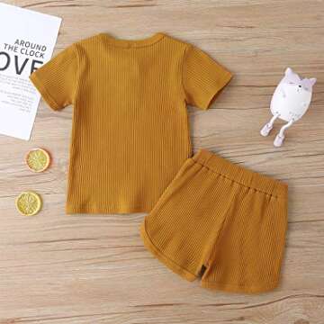 zdaq Toddler Boys Girls Ribbed Tops and Shorts Set