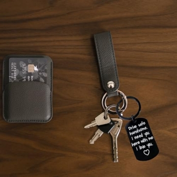 Gifts for Men - Drive Safe Keychain for Boyfriend - Drive Safe Keyring Valentines Day Birthday Christmas Him Husband Mens (Black)