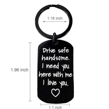 Gifts for Men - Drive Safe Keychain for Boyfriend - Drive Safe Keyring Valentines Day Birthday Christmas Him Husband Mens (Black)