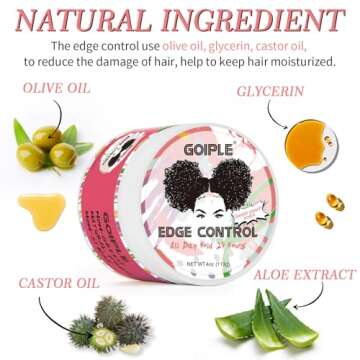 Edge Control Wax for Women - Strong Hold Non-greasy Smoother, Mini Control Brush for Back Hair, No F...