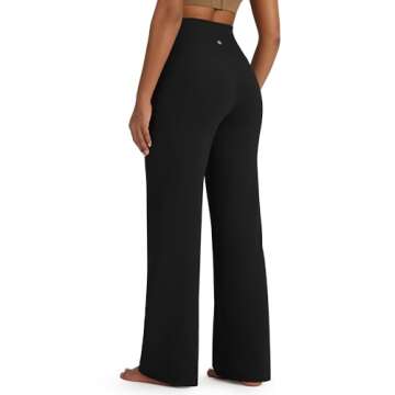 G4Free Wide Leg Pants Woman Yoga Pants with Pockets Loose Casual Stretch Sweatpants (Black,M,29")