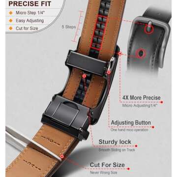 BULLIANT Men's Ratchet Belt 2 Pack-Click Leather Belt Adjustable for Men Gift 1 3/8-Cut for Perfect Fit(Black/Deep Brown,28"-34" Waist Adjustable)