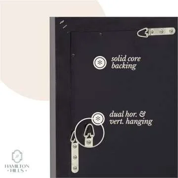 Hamilton Hills 30x40-Inch Black Framed Mirror - Stylish Rectangular Bathroom Mirror with Floating Glass Panel Vanity Border - Versatile Wall-Mounted Decor Mirror - Hangs Horizontal or Vertical