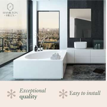 Hamilton Hills 30x40-Inch Black Framed Mirror - Stylish Rectangular Bathroom Mirror with Floating Glass Panel Vanity Border - Versatile Wall-Mounted Decor Mirror - Hangs Horizontal or Vertical