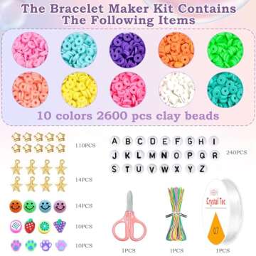 Riccioofy Clay Beads Bracelet Kit for Kids' Crafts