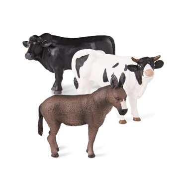 Terra by Battat Farm Animal Toy Set with 6 Realistic Figurines - Detailed Holstein Cow, Bulls & Donkey - Educational Toddler Farm Animal Toys for Learning & Imaginative Play, Ages 3+