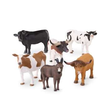 Terra by Battat Farm Animal Toy Set with 6 Realistic Figurines - Detailed Holstein Cow, Bulls & Donkey - Educational Toddler Farm Animal Toys for Learning & Imaginative Play, Ages 3+