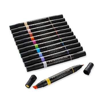 Prismacolor Premier Double-Ended Art Markers, Fine And Chisel Tip, Manga Colors, Adult Coloring, 12 Pack