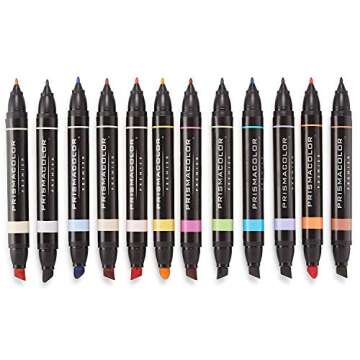 Prismacolor Premier Double-Ended Art Markers, Fine And Chisel Tip, Manga Colors, Adult Coloring, 12 Pack