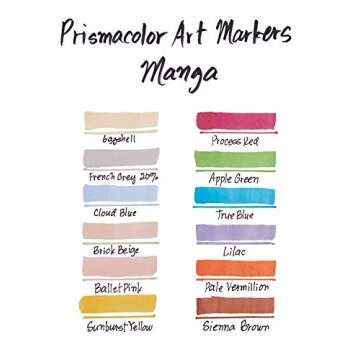 Prismacolor Premier Double-Ended Art Markers, Fine And Chisel Tip, Manga Colors, Adult Coloring, 12 Pack