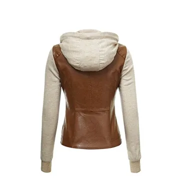 Stylish Lock and Love Faux Leather Jacket with Hoodie