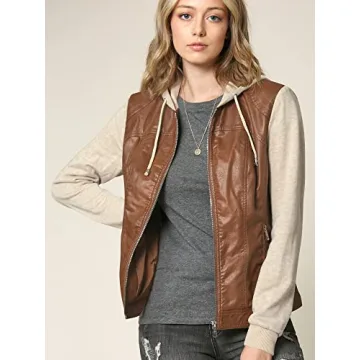 Stylish Lock and Love Faux Leather Jacket with Hoodie