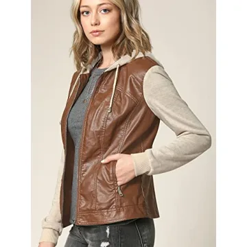 Stylish Lock and Love Faux Leather Jacket with Hoodie