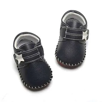 SOFMUO Baby Girls Boys Pu Leather Sneakers Anti-Slip Rubber Sole Cartoon Moccasins Handmade Newborn Slippers Hard Bottom Toddler First Walkers Infant Crib Shoes