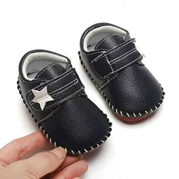 SOFMUO Baby Girls Boys Pu Leather Sneakers Anti-Slip Rubber Sole Cartoon Moccasins Handmade Newborn Slippers Hard Bottom Toddler First Walkers Infant Crib Shoes